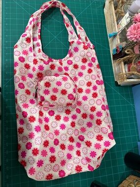 Coach Pink & Red Floral Nylon Folding Tote